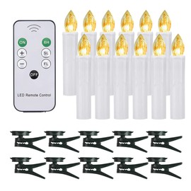 10 Pcs Window Candles with Remotes and Timer, Flickering Led Candles for Christmas Tree with Clip, Battery Operated Taper Candles for Chandeliers Party Easter Decor, Warm White