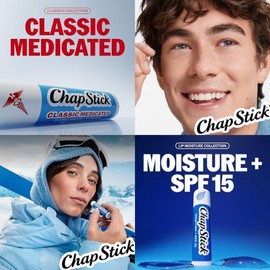 ChapStick- Paquete para aliviar el dolor de labios secos y herpes labial: paquete clásico de 3 medicamentos + bálsamo labial humectante original
