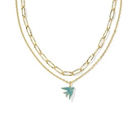 Kendra Scott Womens Melody Bird Multi Strand Necklace Gold Teal Crystal One Size