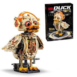 1168 PCS Mechanical Duck Building Block Toy Kit with LED Light, Movable Linkage Gears, Display Stand - Fantasy Duck Model Kit for Teens & Adults