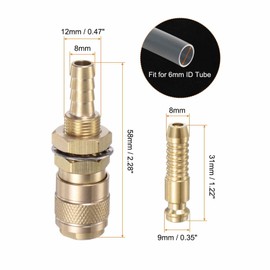 HARFINGTON 6pcs Gas & Water Quick Connector for Tube Inner Dia 6mm with Hose for TIG 12 18 20 27 Quick Connect Fittings Welding Torch Gas Release, Brass/Red/Blue