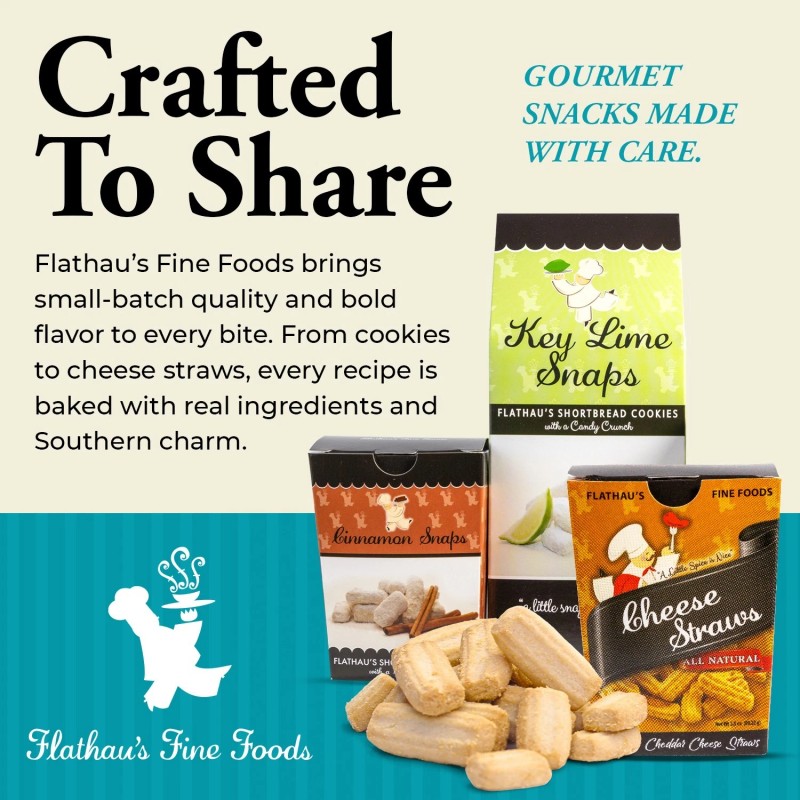 Flathau's Cheese Straws, Crispy, Savory Cheddar, Gourmet Snack (6oz)