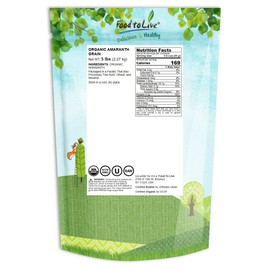 Food to Live Organic Amaranth Grain, 5 Pounds – Non-GMO, 100% Whole Grain, Kosher, Vegan, Bulk Seeds