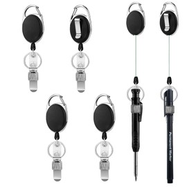 4 Pack Retractable Pen Pencil Holder with 31.5" Durable Dyneema Cord,Metal Pen Clip Retractable Pen Holder for Nurses,Carpenters,Mechanics,Architects,Office Workers