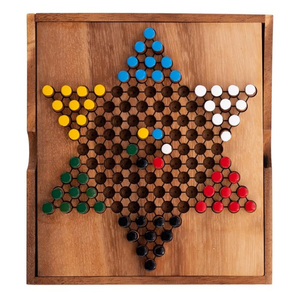 Engelhart - 350300- Chinese checkers in a wooden box - board game for 2 to 6 players - 7 years and up - Eco game - 13 x 14.3 x 3 cm