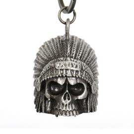 Milwaukee Leather MLB9002 'Native Skull' Motorcycle Good Luck Bell | Key Chain Accessory for Bikers - One Size