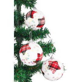 Christmas Concepts® Pack Of 6 Tartan Design Christmas Baubles - Luxury Christmas Decorations (STAR)