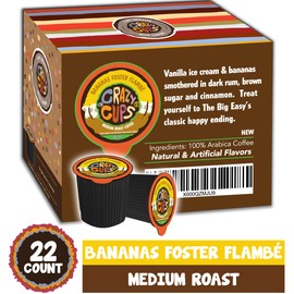 Crazy Cups Flavored Single-Serve Coffee for Keurig K-Cups Machines, Decaf Bananas Foster Flambe, 22 Pods per Box
