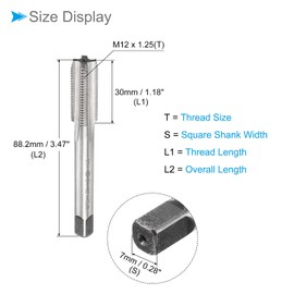 CoCud Threading Tap Meter M12 x 1.25 Thread H2 High Speed Steel Machine 4 Straight Flutes for Threading Tool Tap Drilling Machine 1 Pack