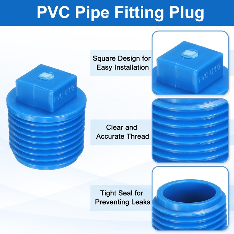 sourcing map 5Pcs 1/2 Inch PT Male Thread PVC Pipe