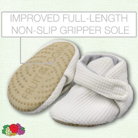 Fruit of the Loom Cozy Thermal Wrap Booties with Non-Skids for Baby Girls, Boys, Unisex - Ivory Waffle (6-12 Months)