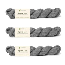 PASCUALI Alpaca Lace, 100% Alpaca Wool, Alpaca Wool for Knitting and Crocheting, Set: 3 Strands - 150 g, Colour: Stone 31