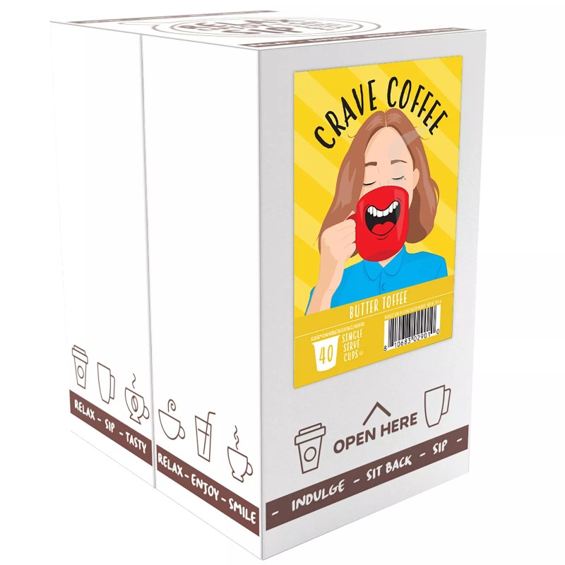 Crave Beverages Butter Toffee Flavored Coffee Pods,for Keurig Brewers, 40