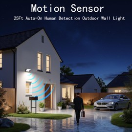 WISELUME 60W LED Outdoor Wall Light – 360° Adjustable Head, Motion Sensor, Color Temperature Adjustable (3000K/4000K/6500K) Waterproof Security Lighting for Garage, Porch & Yard