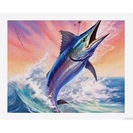 Marlin Fish Swordfish Paint by Number DIY Painting Kits Home Decoration for Adults, Style 16x20in