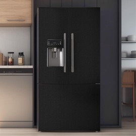 Abyssaly Stainless Steel Fridge Wrap Peel and Stick for Kitchen, Brushed Black Contact Paper, Self-Adhesive Metallic Wallpaper for Microwave Oven and Cabinets 15.7" X 393.7"