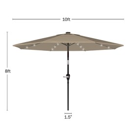Pure Garden Patio Umbrella with Lights - 10 ft Outdoor Sun Shade Canopy with 32 Solar LEDs - UV 30+ Protection LED Umbrella (Sand)