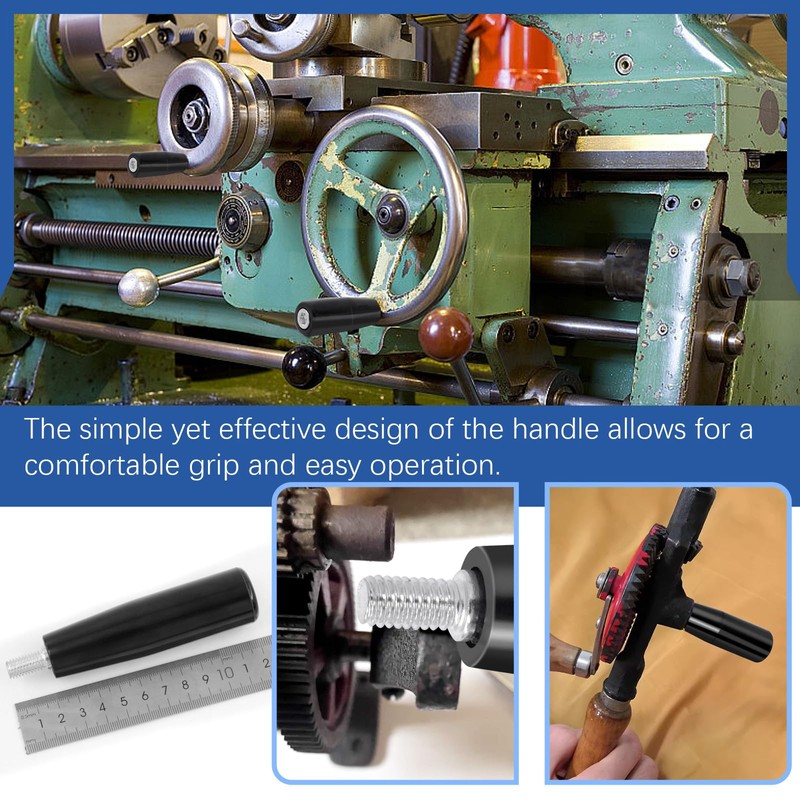 Glarks 2pcs M10 x 100mm Revolving Handle, Black Revolving-Handwheel Machine