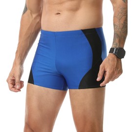 Danfiki Swimming Trunks Men's Tight Short Swimming Shorts with Drawstring Swimming Trunks Water Sports, blue, M