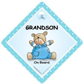 Grandson On Board, Blue Quilt, Car Sign, Baby On Board Sign, Baby on Board, Novelty Car Sign, Grandson Car Sign, Grandchild On Board Sign, Baby Car Sign, Baby On Board Car Signs