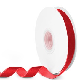 HimBen Red Velvet Ribbon, 5/8 inch 10 Yards Vintage Velvet Ribbons Perfect for Christmas Tree Ornaments, Gift Wrapping, Wedding Decoration, Bows, Sewing, Crafts, Wreath and More