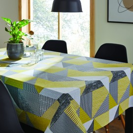 Catherine Lansfield Larsson Geo 137x178cm Wipe Clean Cotton Table Cloth Ochre (KT/44750/W/T13217/OC)