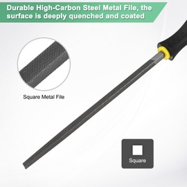 M METERXITY 2-Pack Square Metal File 8 Inch, High Carbon Steel File Diamond File Hand File W PVC Grip Handle for Wood/Metal/Ceramic/Glass/Stone/Jewelry/Tile/Model/DIY/Sharpening File