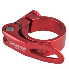 Azarxis Seat Post Clamp for Bicycle, 28.6mm/31.8mm/34.9mm Seat Clamp, Aluminum Alloy, Easy Installation, Quick Release, Lightweight, Road Bike, Mountain Bike, Cross Bike, Cycling (Red, 34.9mm)