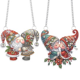 JISHSHAY 2 PCS Diamond Painting Pendant Gnome Dwarf Diamond Art Wind Chimes Special Shaped Crystal Crystal Suncatcher Diamond Art Ornaments Diamond Painting Hanging for Garden Wall Door Window Decor
