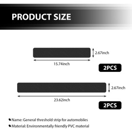 UGSHY 4 PCS Car Modified Door Edge Guard, 2 PCS 23.6In Carbon Fiber Car Door Sill Strip, 2 PCS 15.7In x 2.7In Soft Waterproof Vehicle Door Edge Protector, Universal Door Trim Accessories (Black)