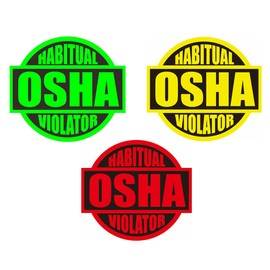 3 pcs OSHA Violator Funny Hard Hat Sticker, Assorted Colors, Helmet Decal Prank Tool Box Safety Stickers