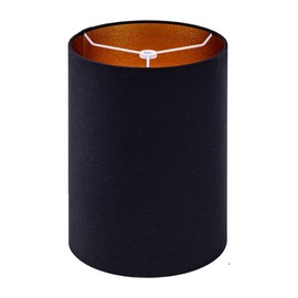 Wellmet BlackGold 8"x 8"x11" Lampshade, No Assembly Required, Classic Modern Lamp Shade for Table Lamp, Bedside Lamp, Floor Lamp, Fabric Drum Lampshade, Spider Fitter