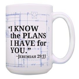 Christian School Graduate I Know the Plans I Have for You Jeremiah 29:11 Bible Verse Mug 15-oz Mug Blueprint