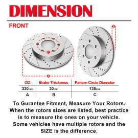 AutopartsPConline Front Drilled Rotors Ceramic Brakes Pads Fit 4WD 2004-08 Ford F-150 Mark LT Kits