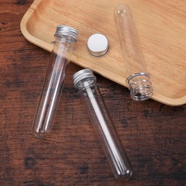 UUYYEO 10 Pcs 30ml Clear Plastic Test Tubes Small Test Tube Bottles Bead Storage Tubes Round Tube Storage Containers with Aluminum Screw Caps Science Themed Party Favors