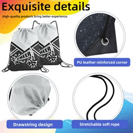 Cheer Drawstring Backpack Cheerleading Drawstring Bag Cheer Accessories Gifts for Cheerleaders (Silver,1 Pcs)