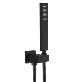 Heyalan SUS304 Stainless Steel Handheld Shower Wand High Pressure Luxury Shower Set High Flow Rectangle Hand Shower Spray with Wall Connector Holder and hose, Straight Style Matte Black