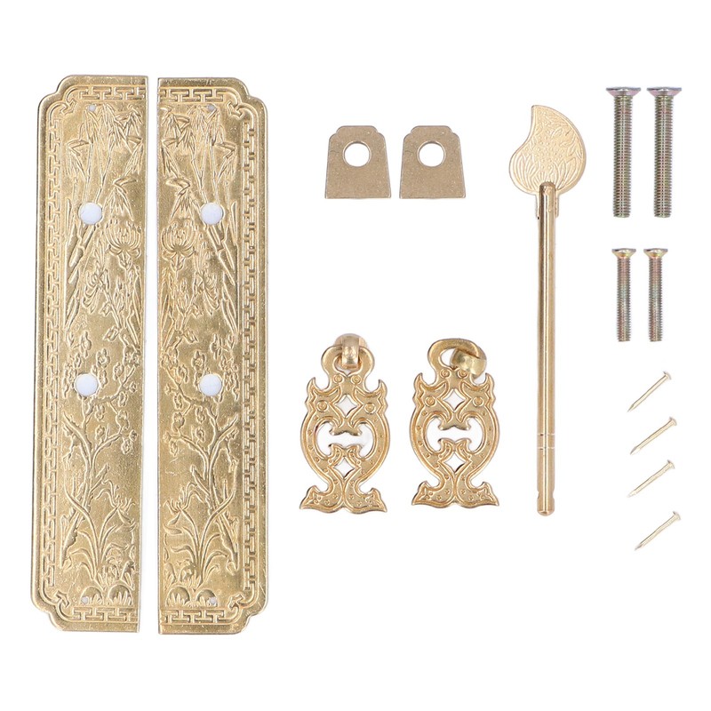 Cabinet Faceplate Brass Material Elegant Retro Botanical Pattern Decorative Chinese