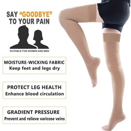 ZCLIKE® Medical Compression Stockings Thigh High (Footless) for Men & Women 20-30 mmHg Superior Support for Varicose Veins, Edema, DVT.Nurses, Prolonged Standing, Sedentary Active Lifestyles