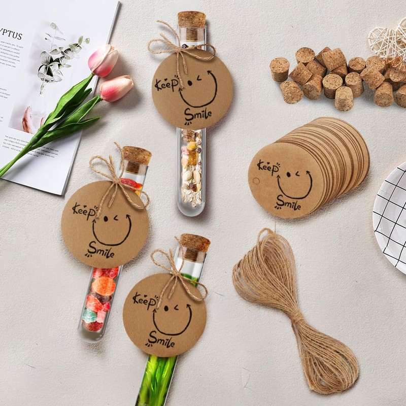 OFFCUP Plastic Test Tubes, 20pcs Test Tubes with Cork Stoppers,