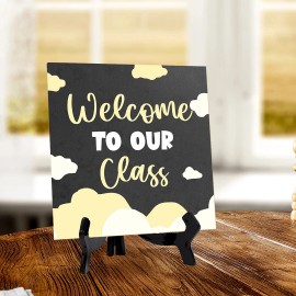 Signs ByLITA Welcome To Our Class 5"x 5" Square Table Sign With Acrylic Easel