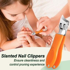 Slanted Nail Clippers - Wide Jaw Opening Anti-Splash Slanted Nail - Anti-Splash Slanted Nail - Ingrown Toenail Clippers - Multi-Functional Pedicure Tools for Fingernail Toenail