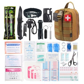 YonoelTac 225 Pieces Survival First aid kit Designed for Personal Emergency Care.Waterproof IFAK molle Pouch is Good for Outdoor,car,Travel,Camping,Hiking,Boat,Sports,Home,Hunting,Earthquake