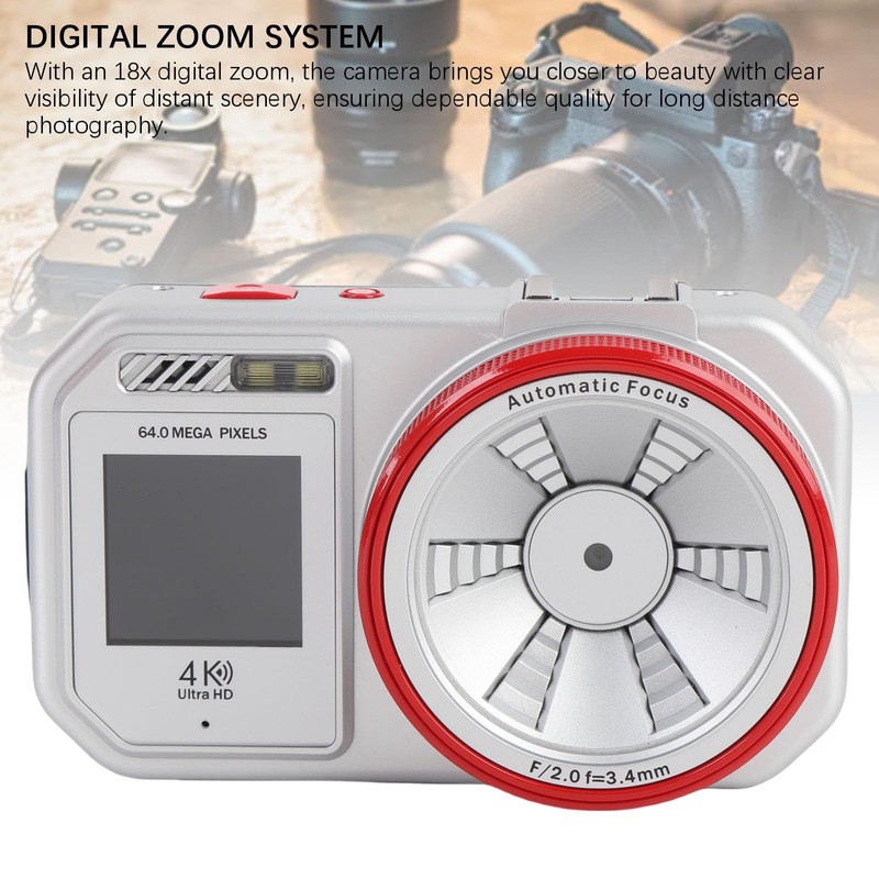 64MP Digital Camera for Vlogging & Photography, 4K Video 18X