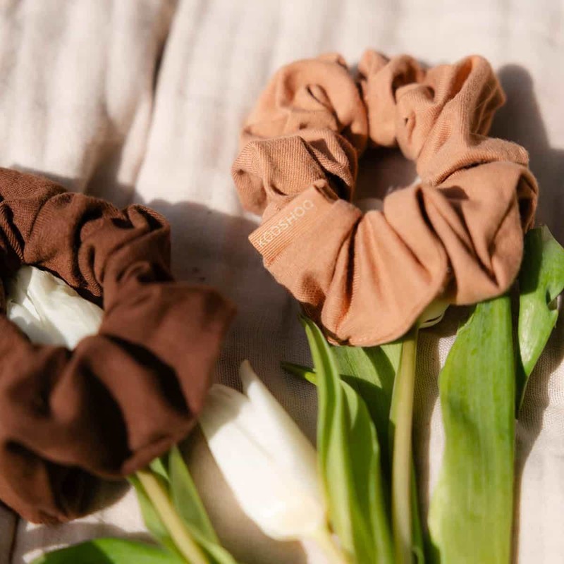 Kooshoo Plastic-Free Scrunchies - Macchiato Brown, 2 Pack