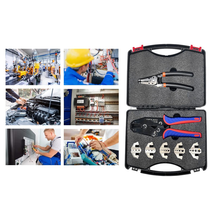 Quick Change Crimping Tool Kit with Box Multifunction Ratcheting Wire