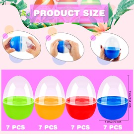 Haconba 28 Pack 3.54 Inch large Fillable Easter Eggs Colorful Spliced Clear-Colored Plastic Empty Big Easter Eggs for Easter Party Supplies Egg Hunt Game Basket Fillers, 4 Colors