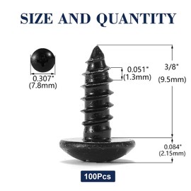 #6 x 3/8" Wood Screw 100Pcs Truss Head Phillips 18-8 (304) Stainless Steel Fast Self Tapping Screws Black Oxide by SG TZH