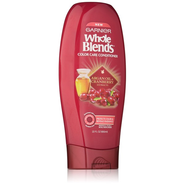 Garnier Whole Blends Conditioner with Argan Oil & Cranberry Extracts, Color Care, 22 Fl Oz