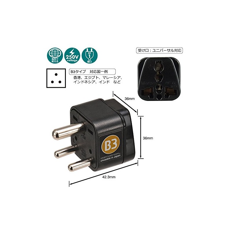 ROAD WARRIOR RWG-P005 Electric Plug B3 Type (Indonesia, Nepal, Macau,